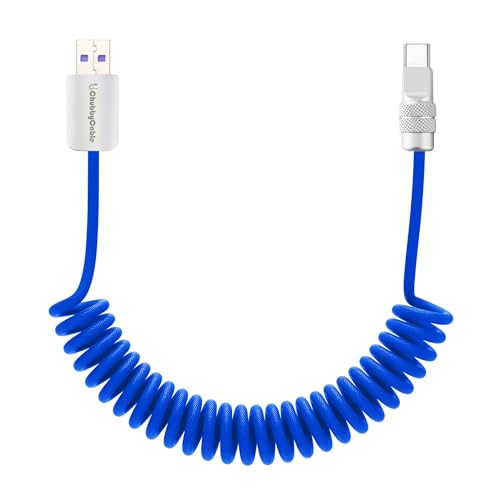 USB A to C 120W Braided Coiled Charging Cable