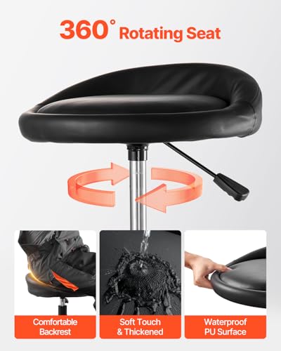 Mechanic Stool Dual Storage Trays Rolling Stool and Garage Stool with Adjustable Height 23.6