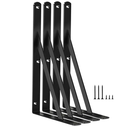 6 Pack L11 x H 8" Black Heavy Duty Shelf Brackets with Screws Metal Shelf Brackets Shelf Support Angle Brackets for Shelves L Brackets Heavy Duty Floating Shelf (6 Count)