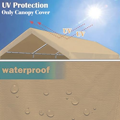 Rutile 10'x20' Carport Canopy ONLY Tent Garage Replacement Top Tarp Car Shelter Cover w