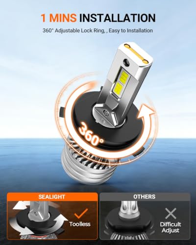 H4 Bulbs, 120,000LM 1700% Brightness, 9003 HB2 H4 6500K Cool White LED Bulbs, IP68 Waterproof 80,000Hrs Lifespan, 5X Heat Dissipation LED Bulbs, Plug and Play, 2 Pack