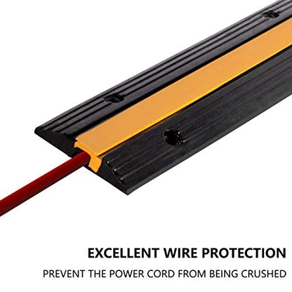 4 Pack Rubber Cable Ramp Hose Cable Protector Ramp 1 Channel 11000Lbs Load Capacity Traffic Speed Bump Wires Power Lines Extension Cord Cover for Indoor Outdoor (4 Count)