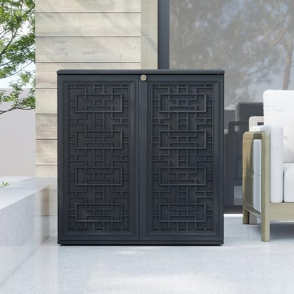 Indoor Outdoor Storage Cabinet with Doors and Shelf