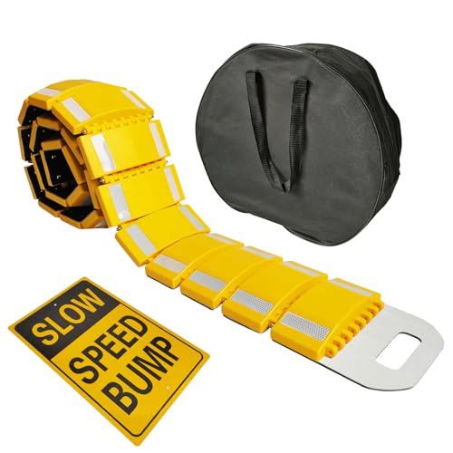 10ft Portable Speed Bump with Slow Down Sign for Road Neighborhood Driveway