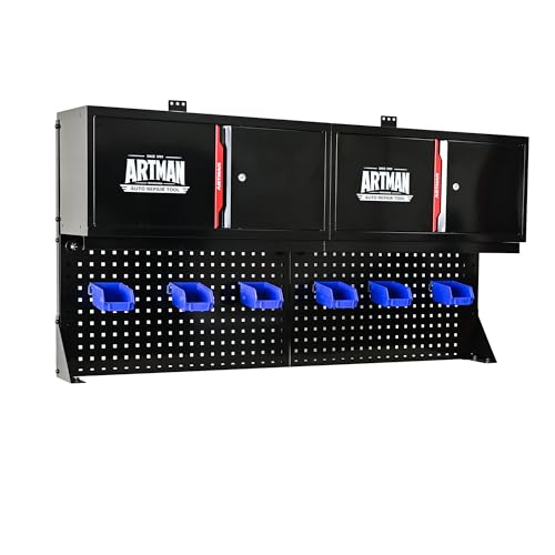 64 Inch Garage Storage System with Workbench & Pegboard