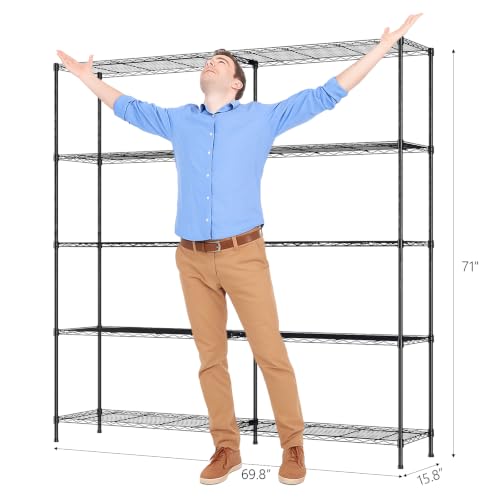 70" W Storage Shelves 1600LBS Heavy Duty Metal Shelving