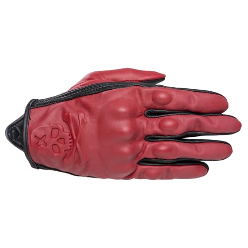 Goatskin Leather Motorcycle Motorbike Powersports Racing Gloves Reflective Skull Touchscreen for Men and Women Model