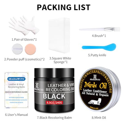 8.5oz Leather Recoloring Balm with 100ml Mink Oil