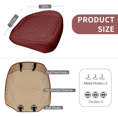 1 Pack Leather Front Car Seat Bottom Cover Red