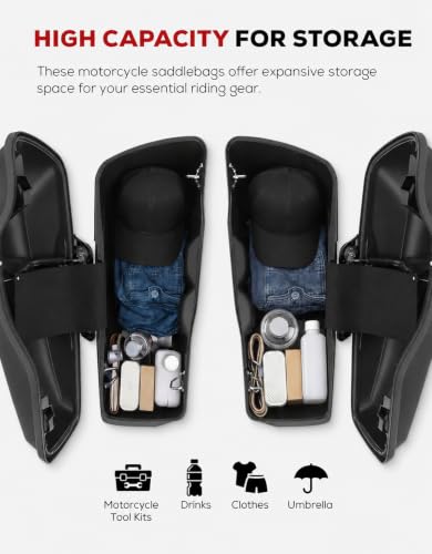 Motorcycle 5" Stretched Saddlebags Fit For Harley Touring 2014 (2 Count)
