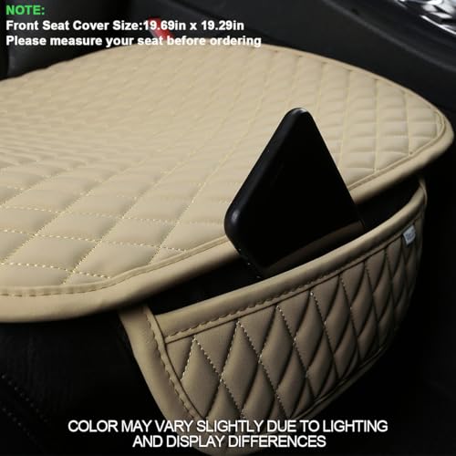 Pu Leather Car Seat Bottom Covers Protectors Include 1 Pair Front Driver Seat Pad Mat and 1 Rear Bench Cover Universal Fit 90% Vehicles