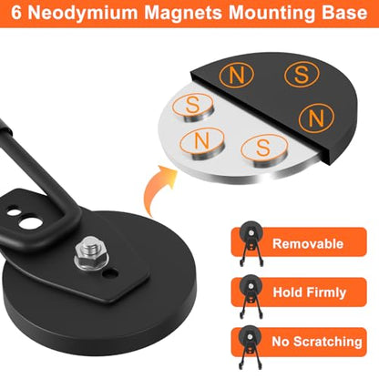 Strong Magnetic Hooks Heavy Duty Upgraded Large Magnets with Hooks Magnetic Garage Hooks for Hanging Shovel (4 Count)