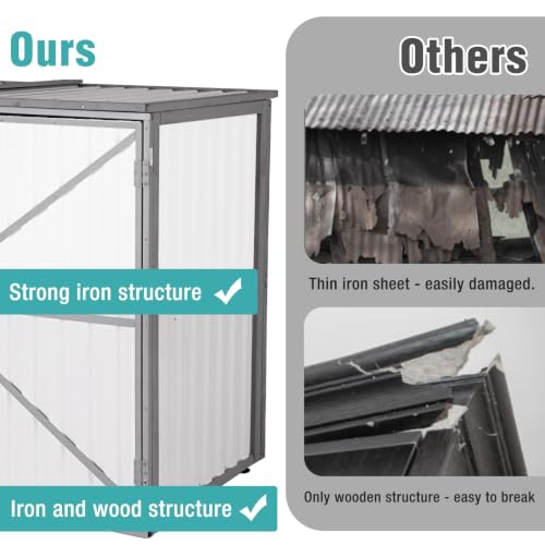 Outdoor Storage Shed 4.2x2.2FT with Metal Frame & Fir Wood