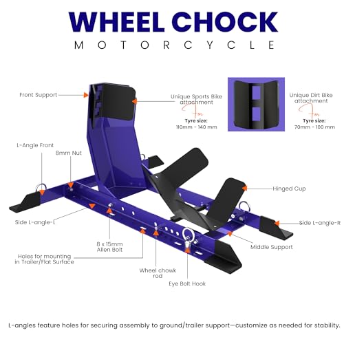 Universal Wheel Chock for Motorcycle Stand for Trailer Completely Adjustable Detachable Foldable Wheel Chock