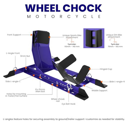 Universal Wheel Chock for Motorcycle Stand for Trailer Completely Adjustable Detachable Foldable Wheel Chock