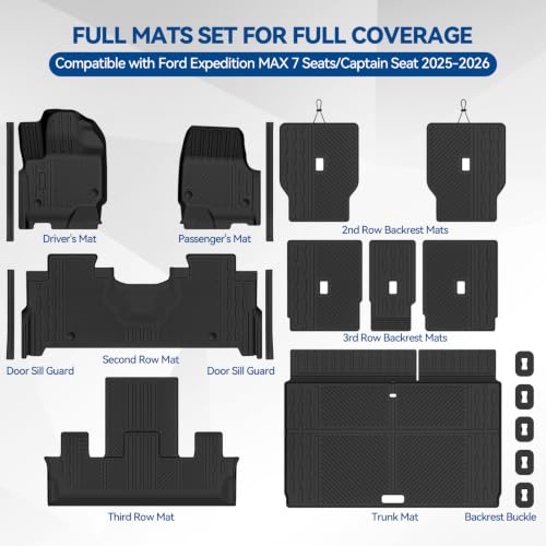 Custom Fit Floor Mats for Ford Expedition MAX 7 Seats 2025