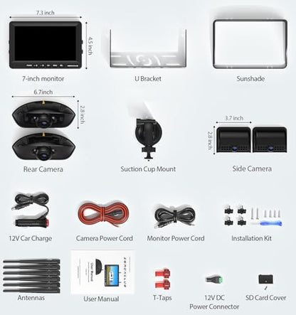 4 Cameras Wireless RV Backup System with 7 (4 Count)