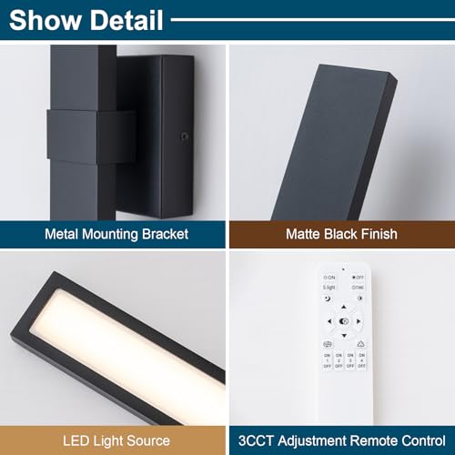 Modern Outdoor Wall Light 3CCT Dimmable LED Outdoor Sconce Lights with Remote Control
