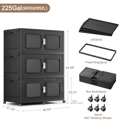 900 Qt Extra Large Stackable Storage Bin with Lids (3 Count)