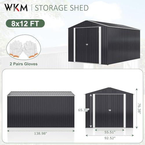 8X12 FT Outdoor Storage Shed Black