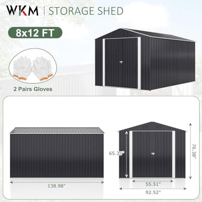 8X12 FT Outdoor Storage Shed Black