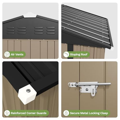 8x6 FT Outdoor Storage Shed with Floor Frame