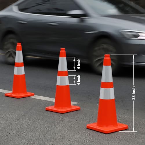 Overall Fluorescent Orange Red Integrated Traffic Cones