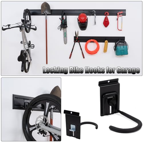Slat Wall Accessories Garage Hooks Heavy Duty Slatwall Panel Hook Locking Bike Hook for Slat Wall Hooks for Hanging Ladder Storage System Black Accessory for Power Tools Organizer