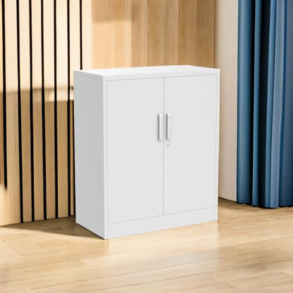 Metal Garage Storage Cabinet with 2 Doors and 2 Adjustable Shelves
