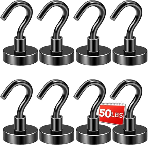 Magnetic Hooks 8pcs 50lbs Cruise Essentials 2026 Magnet Hook Black (8 Count)