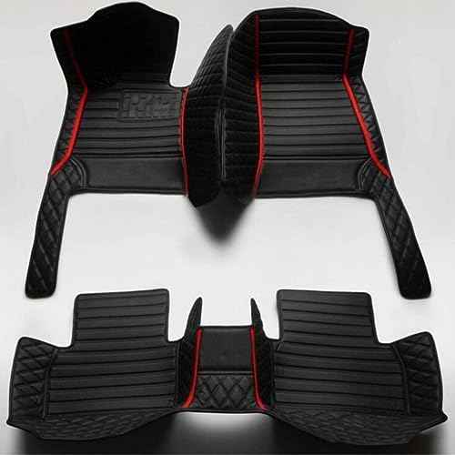 MAEVEN Customized Leather car Floor mats Suitable for 99% of car Models All-Weather Protection Waterproof Anti Slip Men's Women's car Liners (Black Stripe 5)