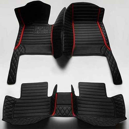 MAEVEN Customized Leather car Floor mats Suitable for 99% of car Models All-Weather Protection Waterproof Anti Slip Men's Women's car Liners (Black Stripe 5)