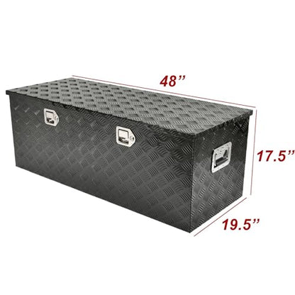 48In Aluminum Tool Box 5 Bar Tread Chest Box Flatbox for Truck Car Outdoor