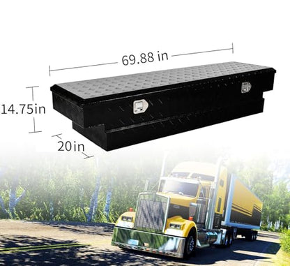 69 Inch Heavy Duty Aluminum Tool Box Wide Utility Trailer Stripes Plated