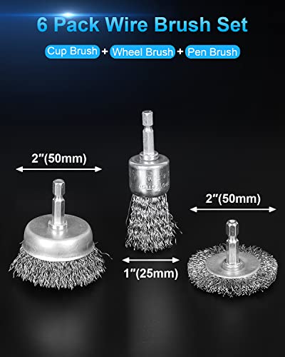 6 Pack Carbon Steel Wire Wheel Brush (6 Count)