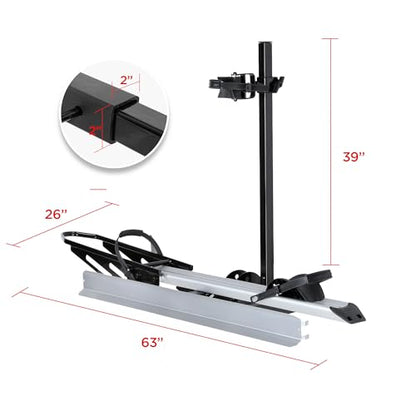 Single 1 Ebike Rack Hitch Mount with Ramp Foldable Bike Carrier 100 lbs. Capacity for Cars SUV Truck Trailer and RV