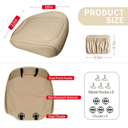 2 Pack Leather Front Car Seat Bottom Covers Beige (2 Count)