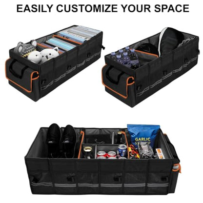 Car Trunk Organizer and Storage with Lid & Removable Leakproof Cooler Bag