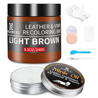 8.5oz Leather Recoloring Balm with 100ml Mink Oil