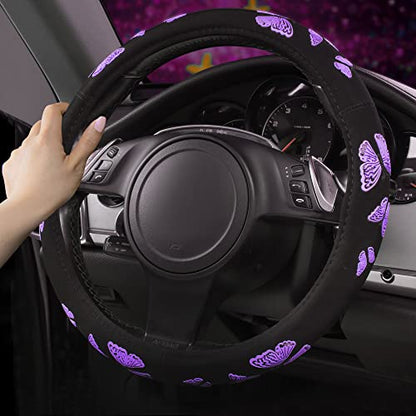 Purple Butterfly Steering Wheel Covers