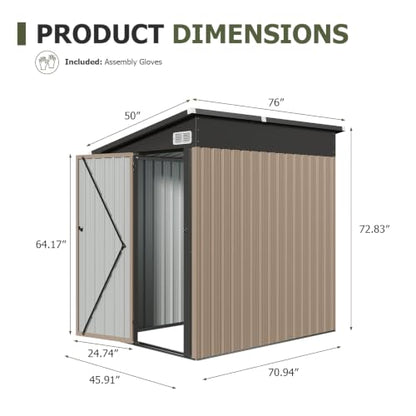 6x4 FT Lean to Outdoor Storage Shed with Sloping Roof