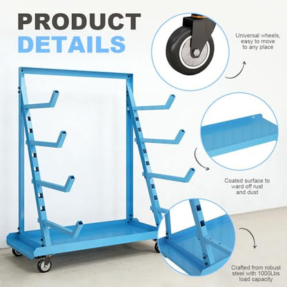 Rolling Pipe Storage Rack Cart