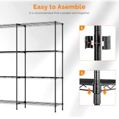 58" W Storage Shelves 1220LBS Heavy Duty Metal Shelving (4 Count)