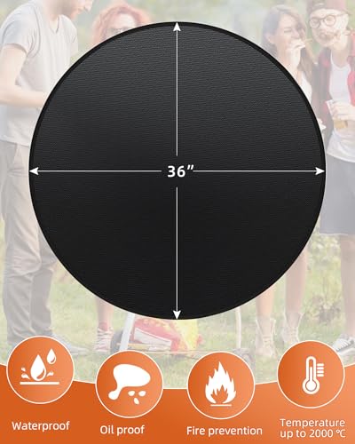 36" Round Fireproof Grill Mat for Deck & Patio
