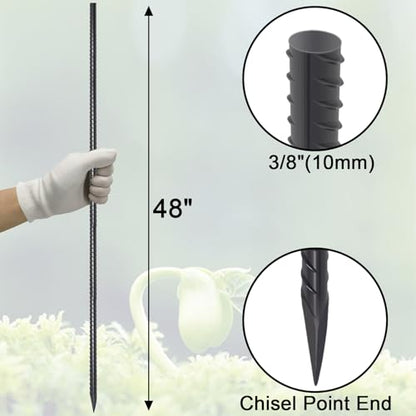 Straight Rebar Stakes 48 Inch Ground Concrete Form Stakes Heavy Duty (16 Count)