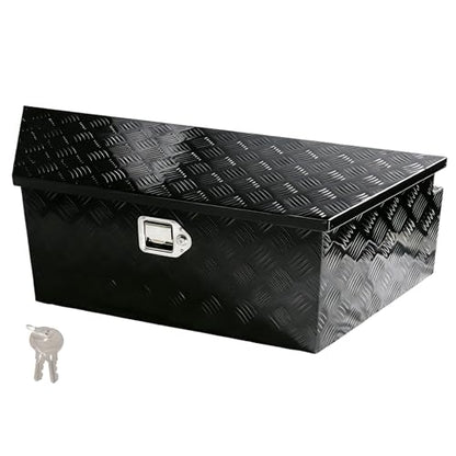 39" x 12" x 16.5" Trailer Tongue Tool Box Heavy Duty Aluminum with Latch and Keys Trailer Toolbox Organizer Truck Underbody Box Compatible with Pick Up Truck Bed RV Trailer ATV Black