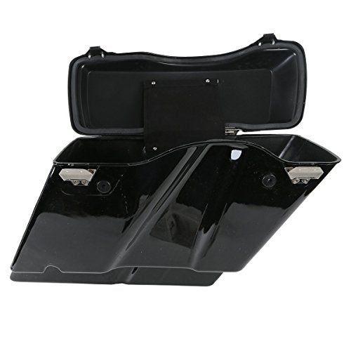 Motorcycle 5" Stretched Saddlebags with Black Conversion Brackets Fit For Harley Softail Deluxe Heritage Softail 1984 (2 Count)