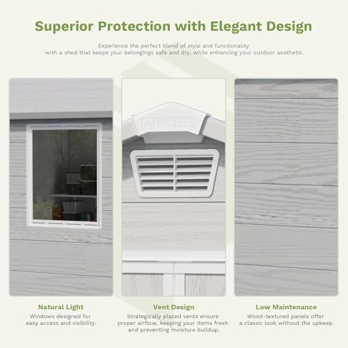 6X6 FT Plastic Outdoor Storage Shed with Floor