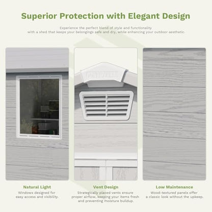 6X6 FT Plastic Outdoor Storage Shed with Floor