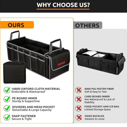 Collapsible Trunk Organizer with Insulated Leakproof Cooler Bag